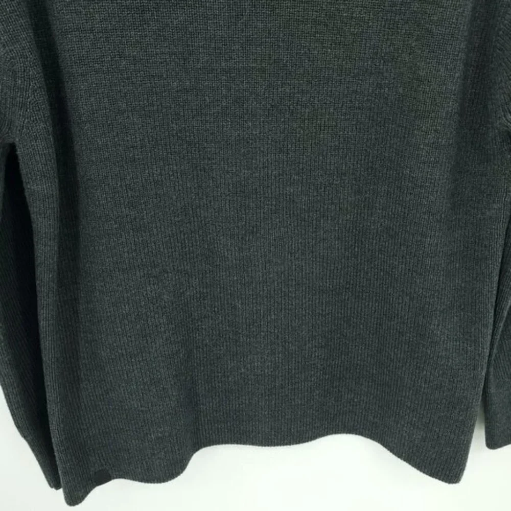 Lululemon Merino Wool-Blend Ribbed Crewneck Sweater 8 Heathered Black